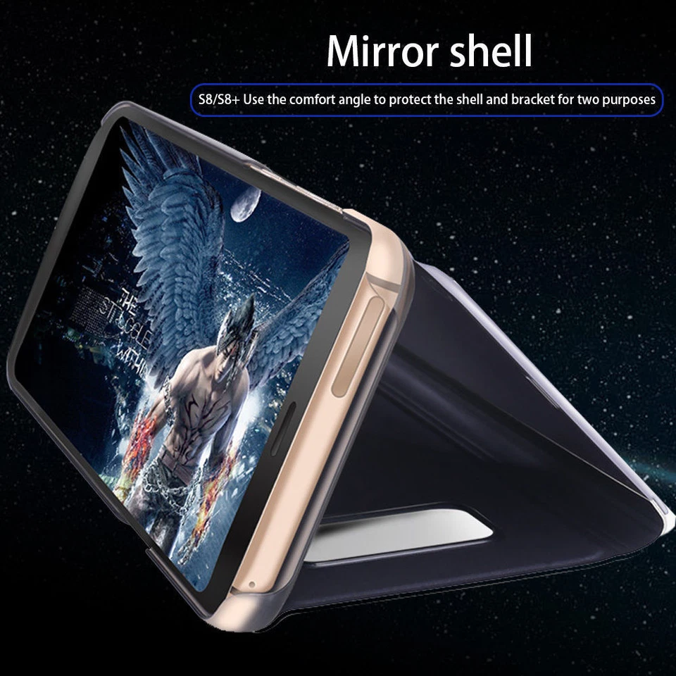 Funda con Soporte Abatible Vista Espejo para Samsung Galaxy S25 S24 S23 S22 S21 S20 S10 Foto 2 de 4
