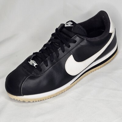 Nike Cortez Basic Leather Shoes Mens 9.5 Classic Black White