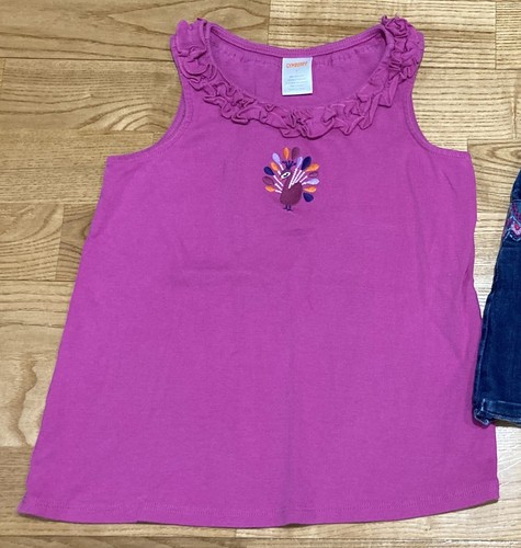 Girl's Gymboree & Gap Outfit Size 7 - Peacock Tank w/Printed Jean Skirt EUC - Picture 2 of 7