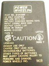 Power Wheels Battery Charger Model C-12150 12VDC 1.2A