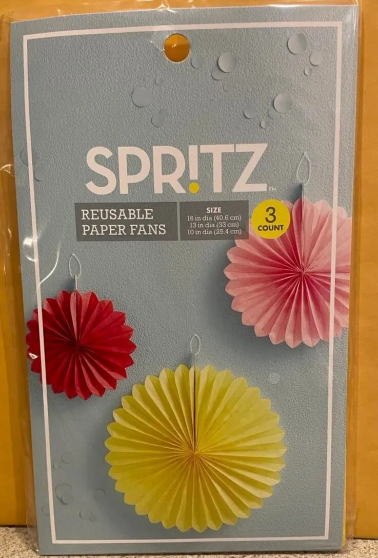 3ct Small Tissue Paper Fans - Spritz