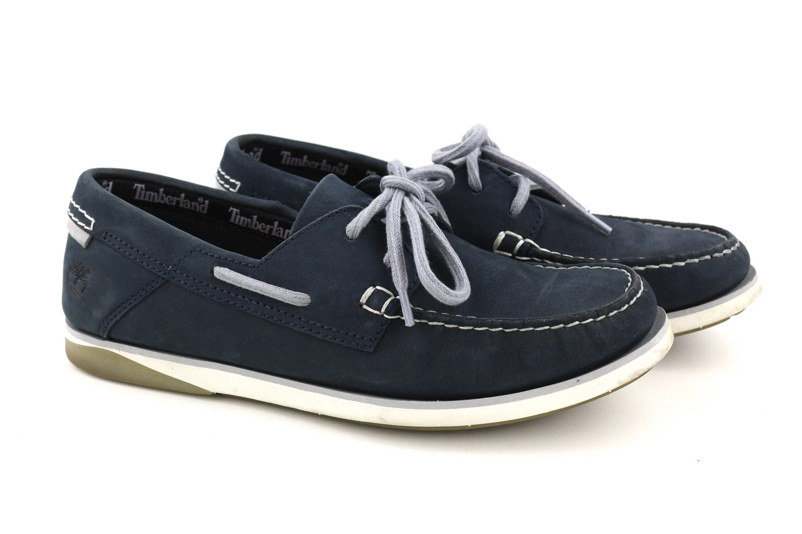 Timberland A416H Scarpe Da Uomo EU41 UK7 Blu In Pelle Slip Loafer True Cloud