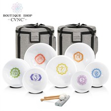 CVNC 432Hz 7-12" 7pcs  Chakra Crystal Singing Bowls Set Bag Sound Heal Bath Yoga