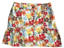 Girls Floral Skort Size 6 Cotton Ruffle Hem Summer Casual Skirt Adjustable Waist