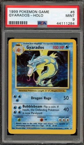Pokemon Gyarados Base Set Unlimited Holo Rare #6 PSA 9 Mint