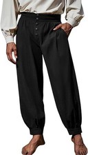 Mens Medieval Pirate Renaissance Pants Viking Historical Costume Trousers LARP