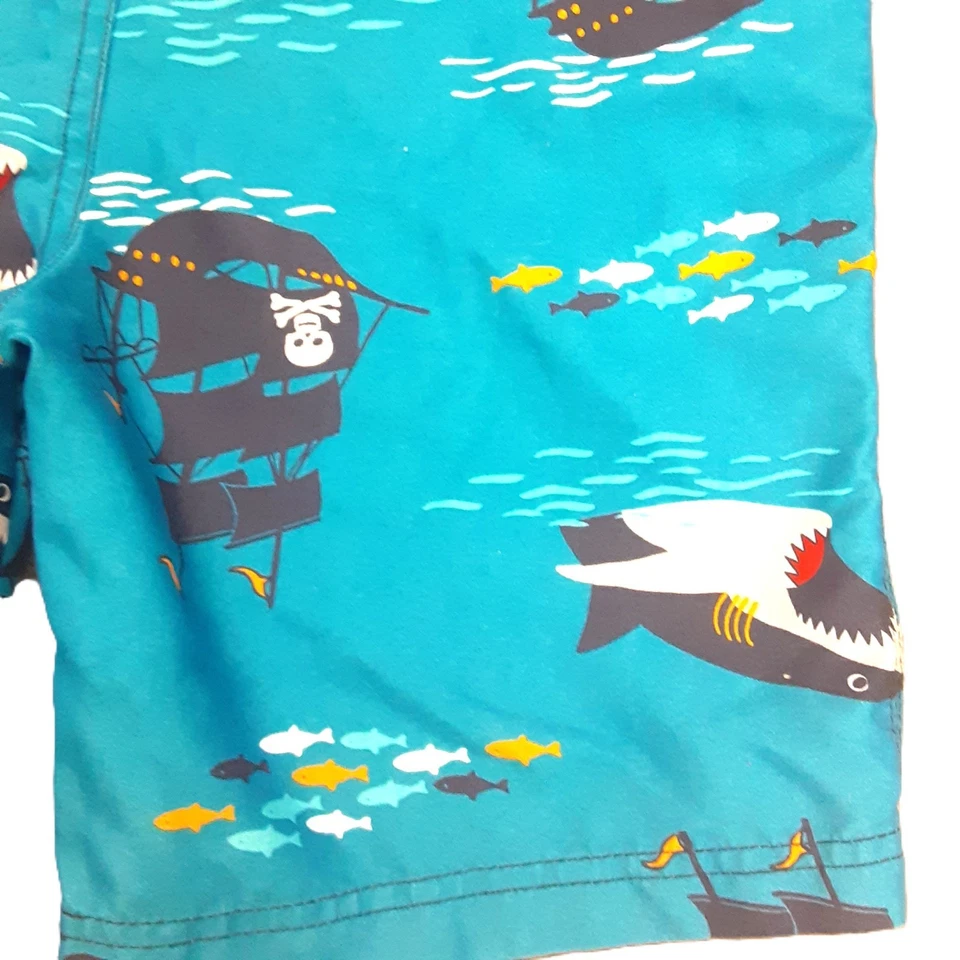 Gymboree Boys Swim Trunks Size 8 Polyester Sharks Pirates Beach Vacation Blue - Image 4 of 4