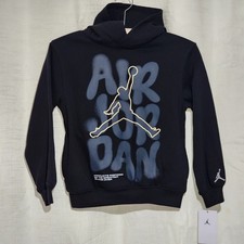 Nike Youth Boys Air Jordan Pull-On Hoodie Spray Graphic Black Small NWT