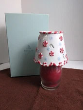 PartyLite Jar Candle And Peppermint Pals Candle Topper Shade Candy Cane Scent