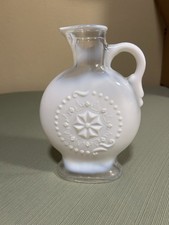 Vintage 1957 Jim Beam White Opalescent Milk Glass Decanter with Star Pattern