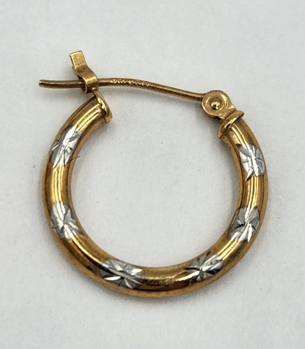 14k Two-Tone Gold Hoops Earrings, 15mm