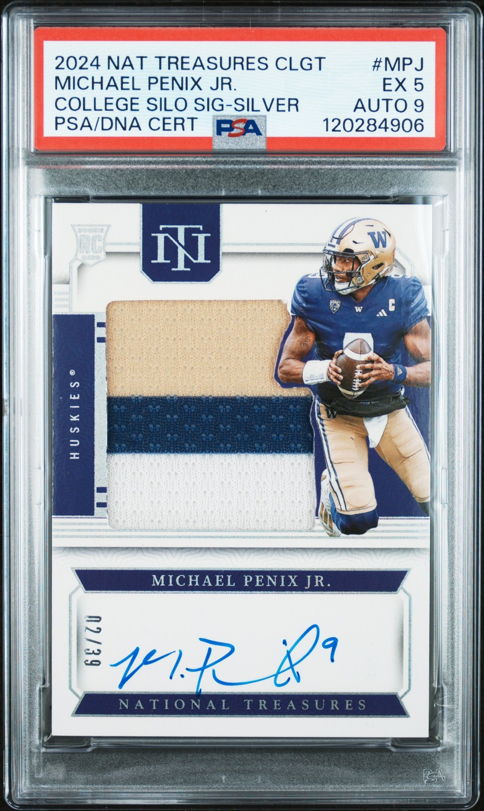 Michael Penix Panini National Treasures Collegiate College Silhouettes Signatures #MPJ Silver