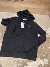 Image of Lacoste Mens Black Zip Up Hooded Sweatshirt hoodie - New - Medium