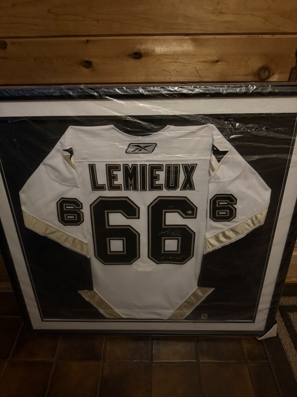 Mario Lemieux Autographed Jersey and Game Used Stick