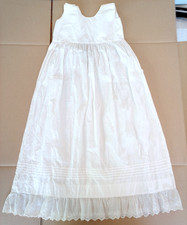 Antique Victorian Christening Gown Cotton Lace Dress Heirloom Long Handmade