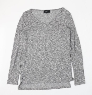 NEXT Damenpullover grau V-Ausschnitt Polyester Größe 6