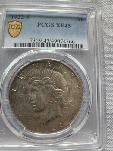 1922 S  Peace Silver Dollar PCGS XF45