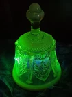 Vintage Fenton Yellow Opalescent Vaseline Glass Sable Arch Bell 6''  Tall