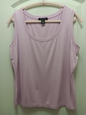 St. John Sz. L Jersey Knit Clear Sequin Paillettes Tank Top Lavender Black Label