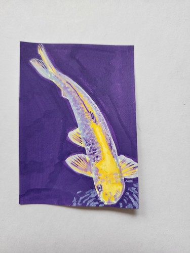 ACEO Original Abstract Acrylic Painting of a Koi Fish by Kiva