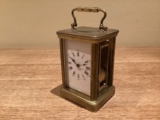 Striking 8 Day Brass Carriage Clock ~ Runs Well, Striking Fault. SPARES REPAIRS