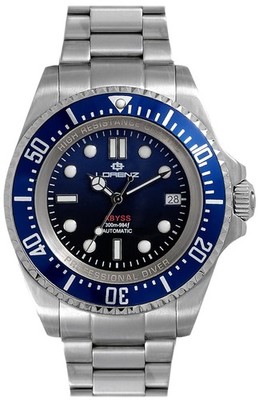 LORENZ ABYSS 030036AA Herrenuhr Automatik Taucher 300m Stahl blau getönt