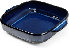 8x8 Baking Pan Ceramic Square Dish Lasagna with Double Blue 