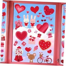 Valentines Day Window Clings for Kids, Valentine Stickers Decor, Cute Heart 