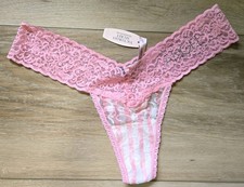 NWT Vintage Victoria's Secret the Lacie Angel Pink Sheer Lace Thong Panties O/S