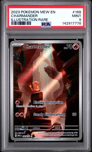 2023 POKEMON MEW EN-151 ILLUSTRATION RARE #168 CHARMANDER PSA 9