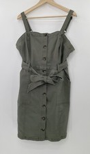 SO Juniors' Button Down Belted Constructed Dress Stretch Khaki Green Sz XXL Boho
