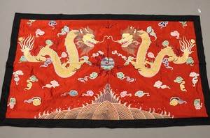100x175 CM. ANTIQUE CHINESE CHINA SILK EMBROIDERY HANGING PANEL DRAGON