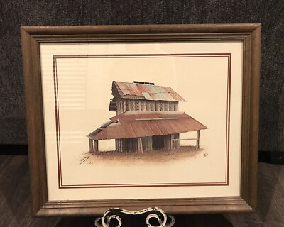Michael Van Horn Tobacco Barn Signed Framed Matted Print 1976