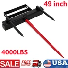 49" Hay Bale Spear Tractor Bucket Loader Mover Spike Forks 4000LBS Universal