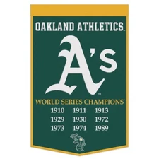 OAKLAND ATHLETICS A'S WORLD SERIES CHAMPIONS WOOL BANNER 24" x 38" WINCRAFT 👀