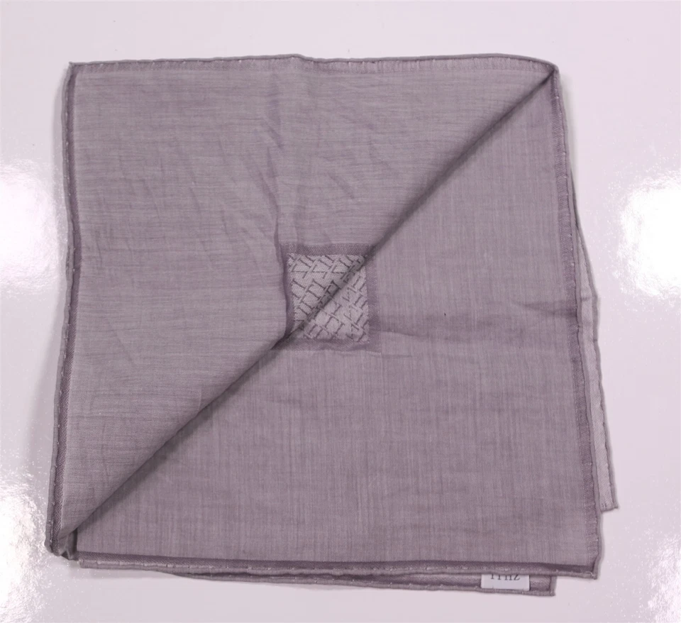 Zilli Gray Logo Cotton Pocket Square Handkerchief Made in France - Image 3 of 4