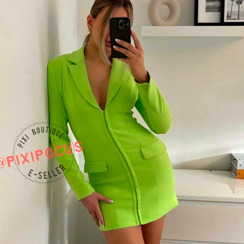 green zara blazer dress