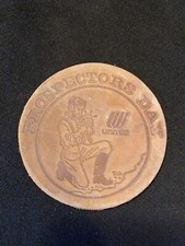 Vintage United Airlines Prospectors Day Leather Drink Coaster Mining