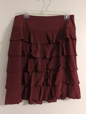 Talbot's 10 Ruffled Skirt Dark Red Scarlet Euc Side Zip Odor