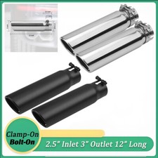 1 Set Universal Exhaust Tip 2.5 Inlet-3 Outlet-12 Long Polishedpowder-coated 1 Set Universal Exhaust Tip 2.5 Inlet-3 Outlet-12 Long Polishedpowder-coated