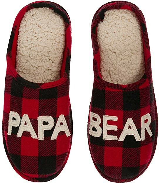 Dearfoams Papa Bear Plaid Clog Slippers 