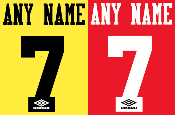 Custom Any Name Number Football Shirt Soccer Numbers Heat Print Football Umbro