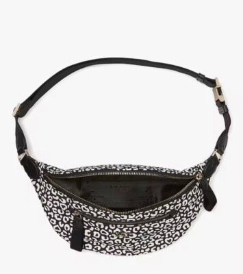 Kate Spade New York Chelsea Leopard Heart Nylon Belt Bag Fanny Pack Black Kate Spade Chelsea Leopard Heart Belt Bag Fanny Pack KF339  main image 3