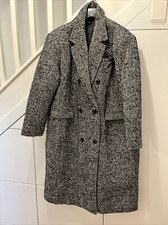 Nasty Gal Black & White Double Breasted Winter Warm Long Coat Size 18/20