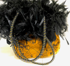 Halloween Bag/Small Tote with Skeleton Spider Web Design and Feathers