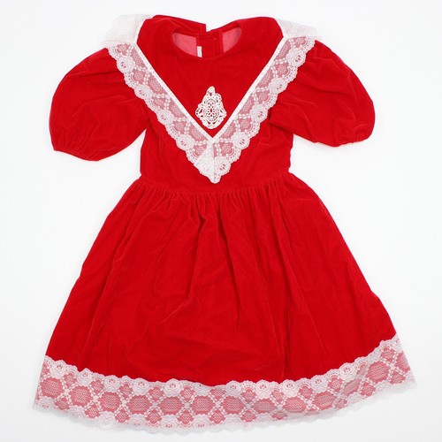 Vintage Red Velvet Lace Dress Girl L-XL?