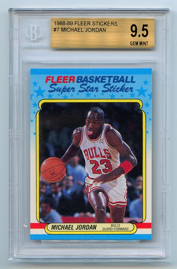 1988-89 FLEER STICKER MICHAEL JORDAN BGS 9.5 POP 4 NO MORE GEM IN 