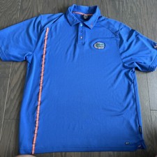 Nike Dri Fit Florida Gators Golf Polo Shirt Mens Short Sleeve Blue XL Football