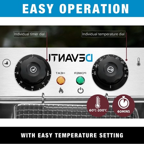 Truvana Electric Commercial Deep Fryer Twin Frying Basket Chip Cooker Kitchen - Picture 7 of 12