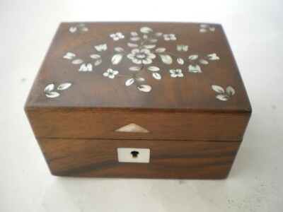 40613 Kästchen Biedermeier Perlmutt Silber jewelery box 5x7x9cm